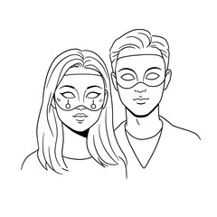 Couple wearing facial masks enjoying skincare together  