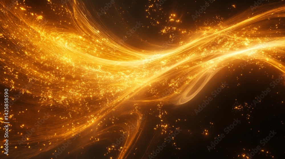 Aufkleber A digital abstract representation of light waves traveling at immense speed through space, with energetic light patterns and motion trails