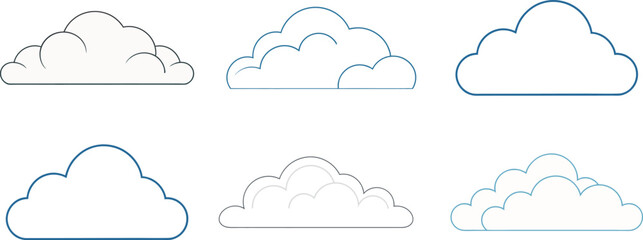 White Cloud Vector Set – Blue Sky Background Illustration Pack

