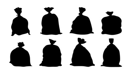 set of sack silhouette vector on white background