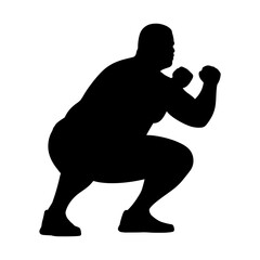 Vector illustration. Fat man doing sports.