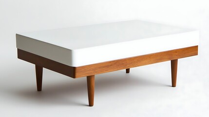 Fototapeta premium White and brown coffee table with wooden legs
