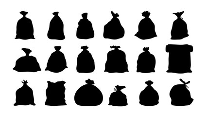 set of sack silhouette vector on white background