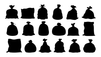 set of sack silhouette vector on white background