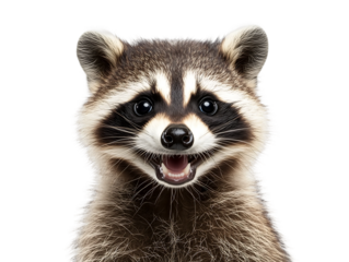 A cute raccoon is smiling