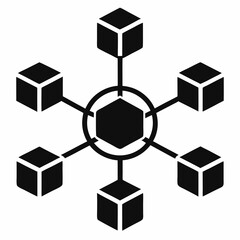 Obraz premium Simple Crypto Network Black Silhouette