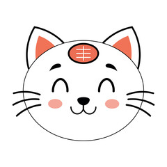 Lucky Cat Face Illustration (Maneki-neko)
