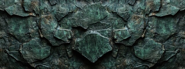 Textured Dark Green Stone Wall