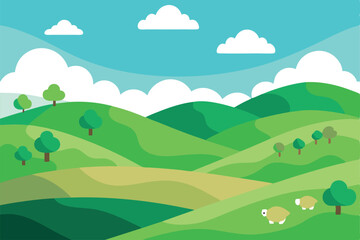 landscape with mountains and clouds