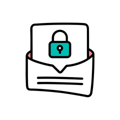 Obraz premium Locked Message Doodle Vector Icon for Secure Communication