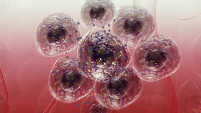 Skin cells continuously secrete melanin, causing spots and wrinkles on the face, skin aging caused by aging and UV exposure,dull and dehydrated skin, concept of skin care beauty solution.3D animation.