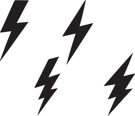 Set of lightning bolt icons and symbols in vector design