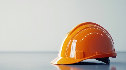 Safety orange hard hat on a surface
