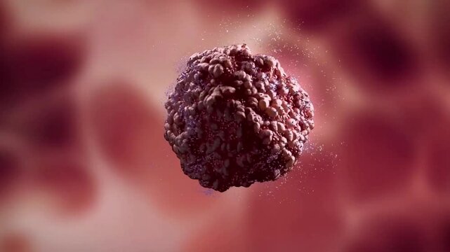 Tumor treatment, Drug molecules are injected into the body through a syringe needle, inhibiting tumor growth and shrinking the tumor through drug treatment. Targeted tumor immunotherapy, 3D animation.