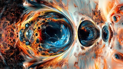 a surreal abstract artwork with melting forms and vibrant colors