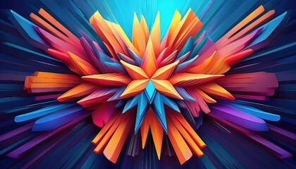 Explosive Geometric Masterpiece Striking, Vivid Colors and Intricate Patterns Illuminate a Dynamic, Kaleidoscopic Universe of Shimmering Shapes, Showcasing the Beauty of Complex
