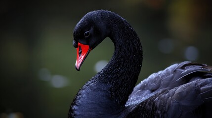 Close-up of a black swan