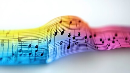 Vibrant Music Sheet Waves on White Background