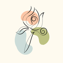Abstract Floral Line Art with Pastel Shapes Background