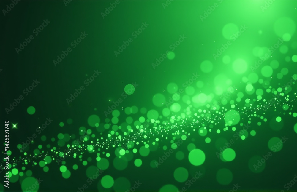 Aufkleber Green Glittering Particles Are Set Against A Vibrant 4k Background Suitable For Seamless Loop Playback In Video Creation.