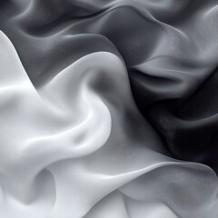 Obraz premium Abstract flowing shapes in shades of gray and white create a dynamic pattern.