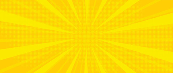 Yellow background of the Book in comic style pop art superhero. Pop art yellow comics book cartoon for comic superhero text, speech bubble, message.