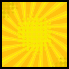 Pop art retro comic. Yellow background. Lightning blast halftone dots