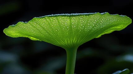 Fototapeta premium Close-up of a vibrant green leaf, showcasing intricate veining and water droplets
