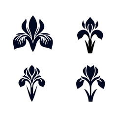 Minimal Iris ensata Flower symbol a flower vector silhouette Icon Set