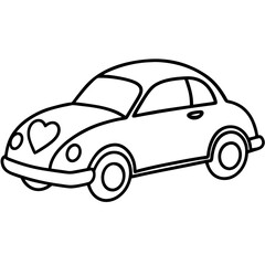Sleek Line Art Car with Heart Design