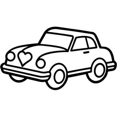 Sleek Line Art Car with Heart Design
