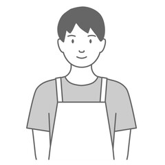 エプロンをした男性が正面を向いているイラスト