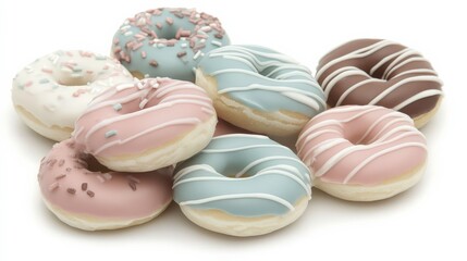 Obraz premium Pastel Colored Doughnuts in an Appealing Arrangement