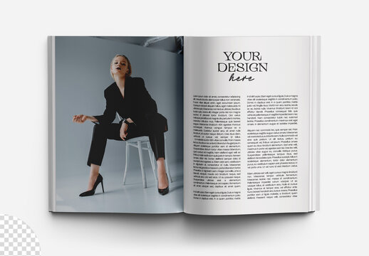 Opened Magazine Mockup Isolated