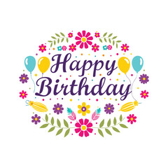colorful happy birthday typography festive floras.