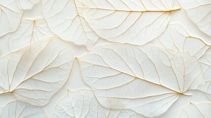 Delicate, translucent leaves arranged on a light background.  Detailed leaf veins are visible