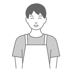 エプロンをした男性が笑顔で正面を向いているイラスト