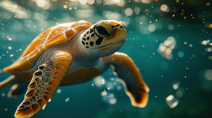 Fototapeta premium Sea Turtle swimming underwater