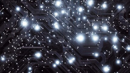 Illuminated circuits representing the intricate design of electronic technology
