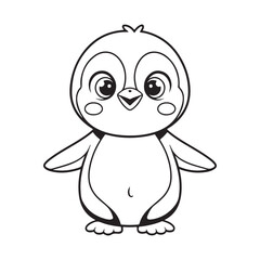 Penguin Cartoon Coloring – Simple Animal Line Art
