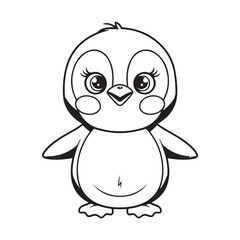 Baby Penguin Coloring Page – Outline Cartoon Design