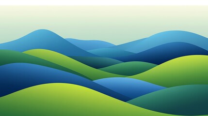 Obraz premium Rolling Hills Landscape with Green Blue.