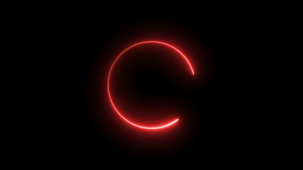 Circle loading icon neon bright red color 4k illustration. On the black background uploading icon.