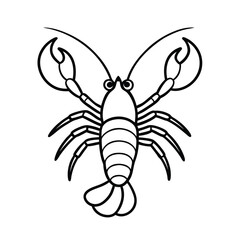 lobster black line art vector on white background
