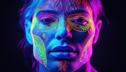 Intense Ultraviolet Portrait Capturing the Vivid Textures and Colors of a Striking Fashion Accessory, Evoking Sensuality and Allure in an Unconventional yet Elegant Composition.
