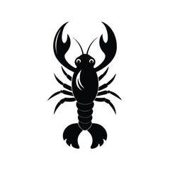 lobster black silhouette vector on white background