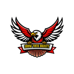 eagle with wings and text