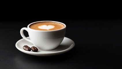 Fototapeta premium Aromatic Latte Art: Heart-Shaped Cappuccino in a White Cup