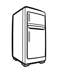 modern refrigerator black line art vector on white