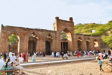 Rear view of the 'Adhai Din Ka Jhonpra' mosque, a heritage monument of Indo-Islamic architecture, Ajmer, Rajasthan, India.